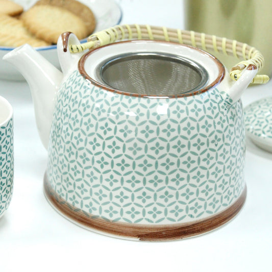 Green Mosaic Herbal Tea Set - Teapot & 6 Cups