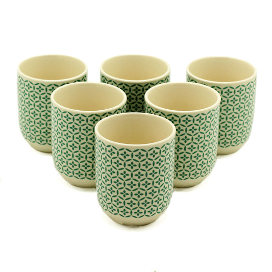 Set of 6 Herbal Tea Cups - Green Mosiac
