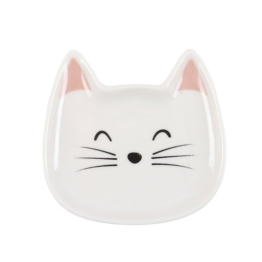 White Cat Face Trinket Dish