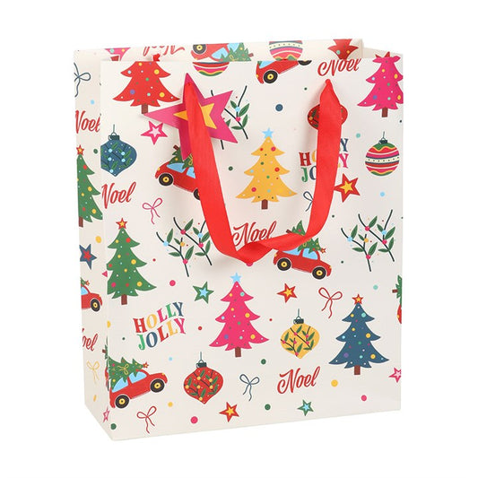 23cm Nostalgic Christmas Print Gift Bag