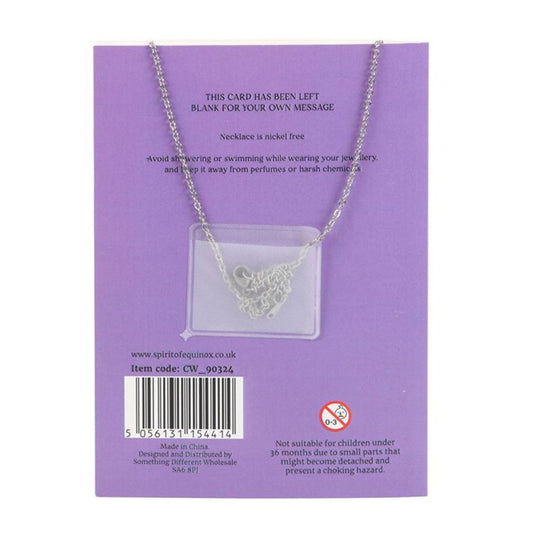 Amethyst Crystal Moon Necklace on Greeting Card