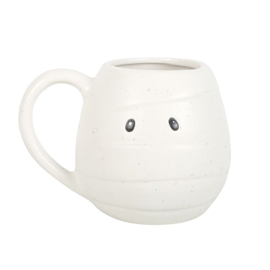 This spooky mummy mug is perfect for Halloween, featuring subtle bandage lines and two black eyes. Dishwasher and microwave safe, it comes with a curved handle on the left, making it both eerie and practical.