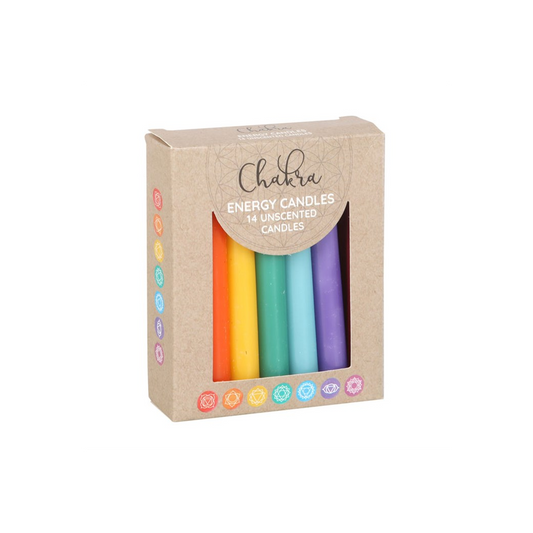 Pack of 14 Unscented Chakra Energy Candles