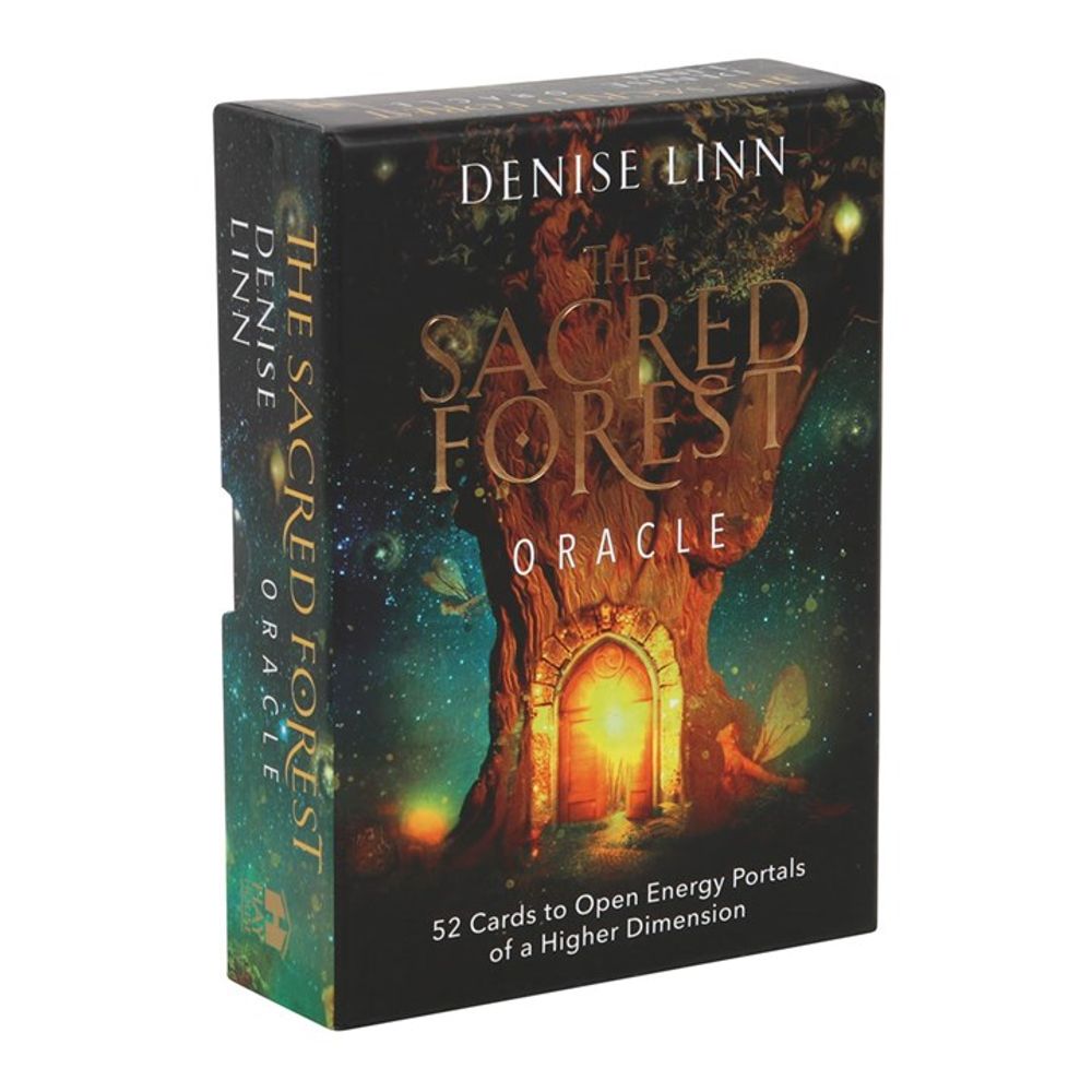 The Sacred Forest Oracle card deck by Denise Linn features a glowing tree doorway in a mystical forest of sparkling lights, guiding your spiritual journey. Includes 52 cards to open energy portals of a higher dimension.