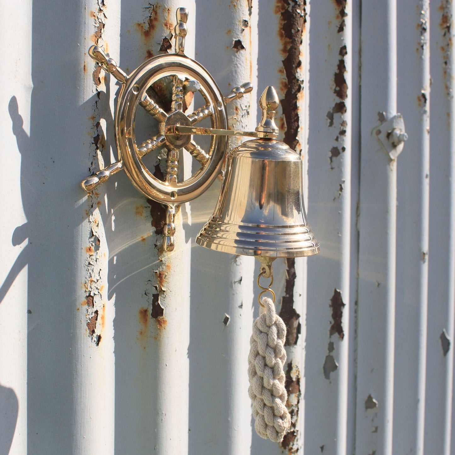 Small Brass Ship Wheel Bell