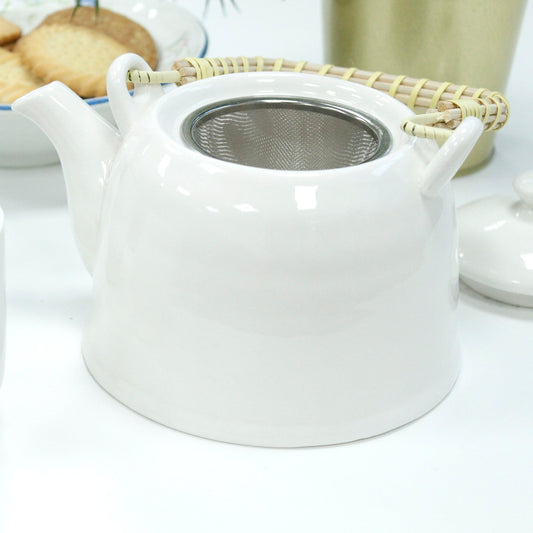 Classic White Herbal Tea Set - Teapot & 6 Cups