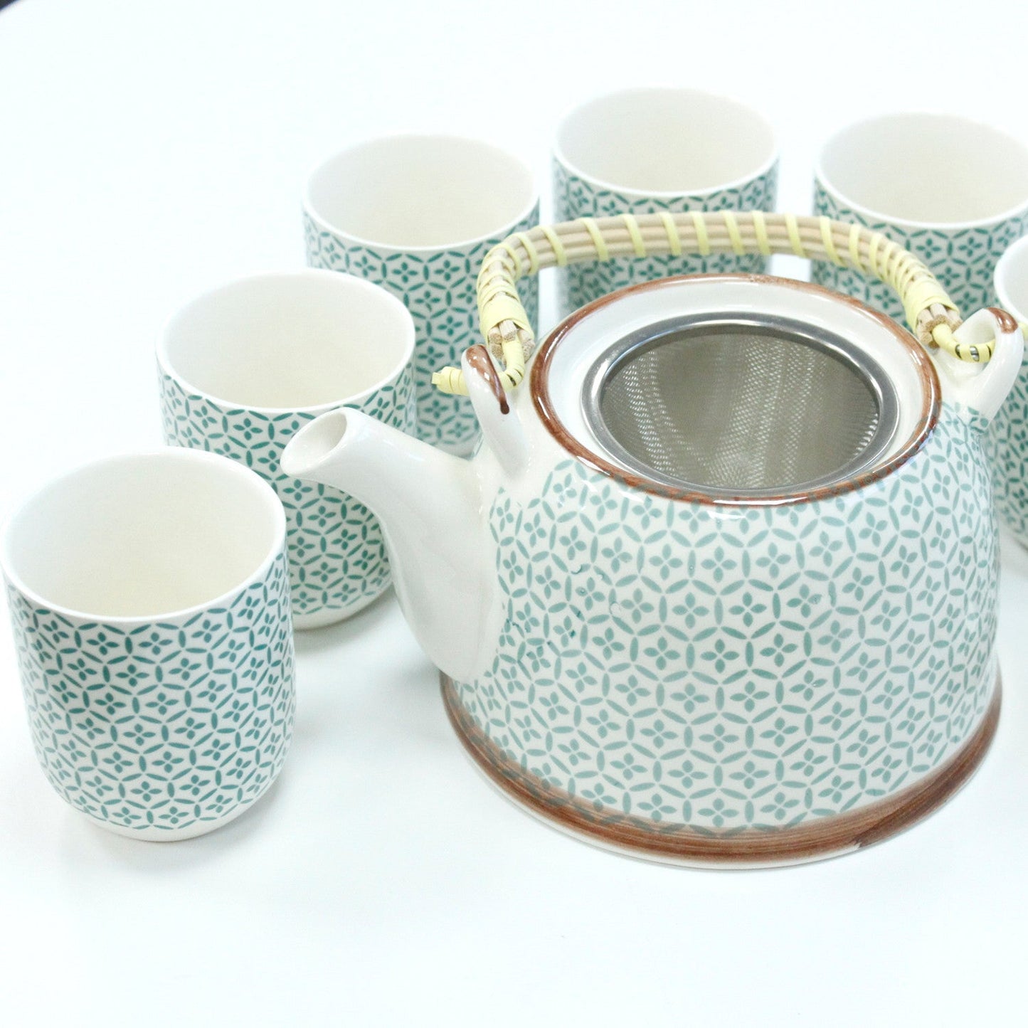 Green Mosaic Herbal Tea Set - Teapot & 6 Cups