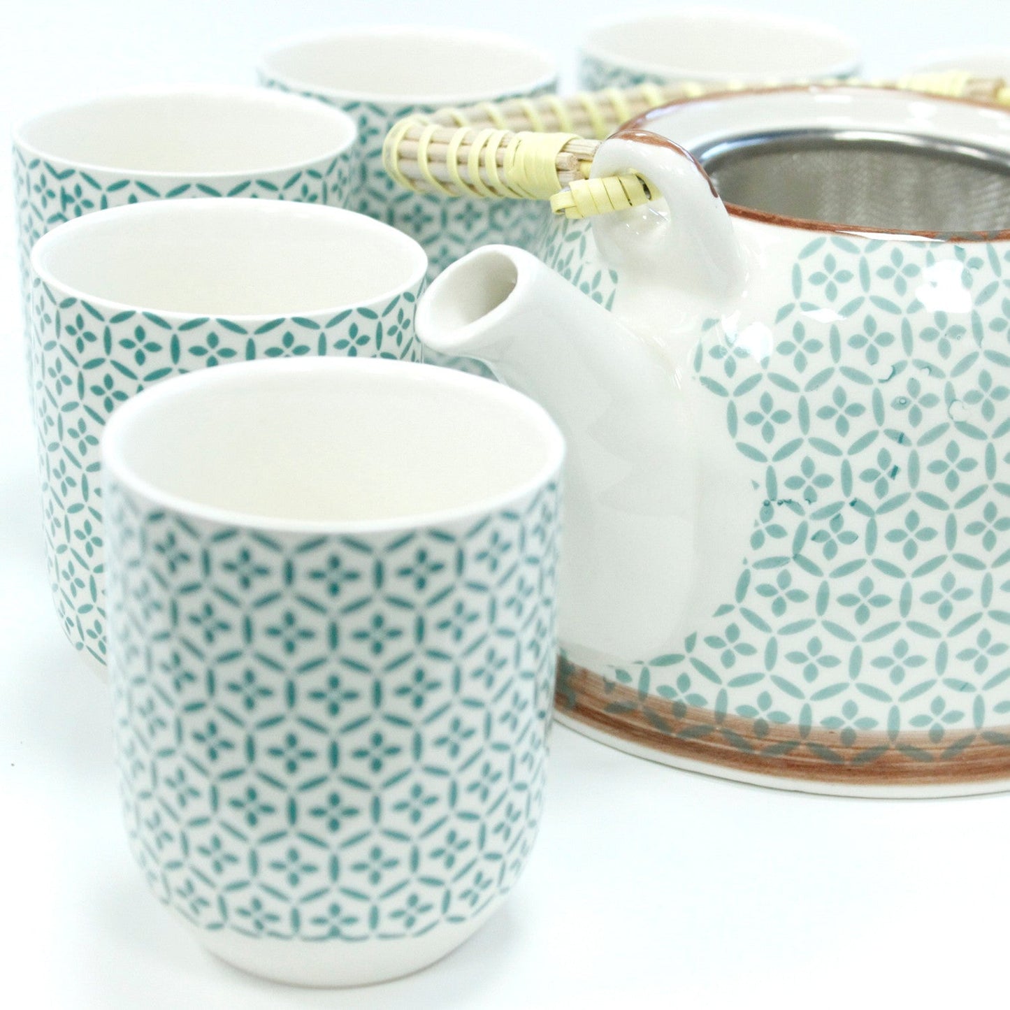 Green Mosaic Herbal Tea Set - Teapot & 6 Cups