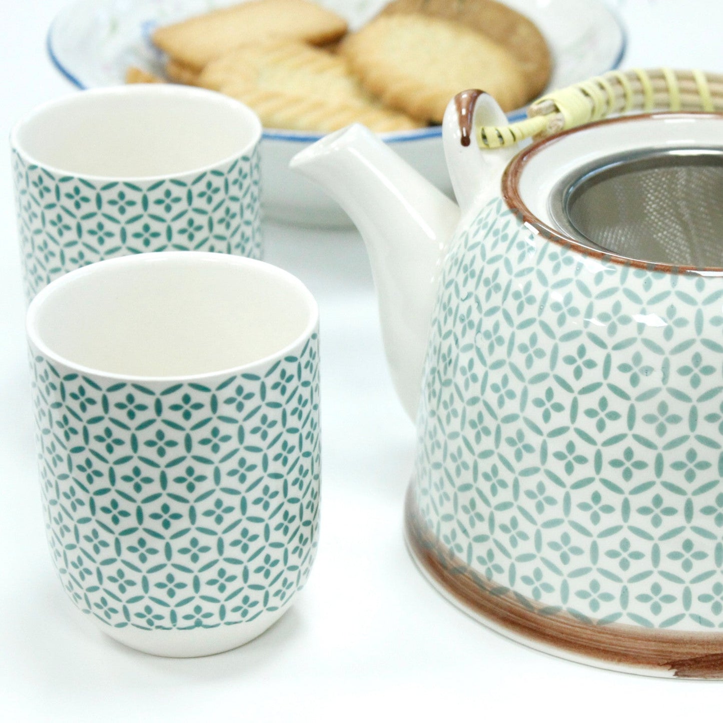 Green Mosaic Herbal Tea Set - Teapot & 6 Cups