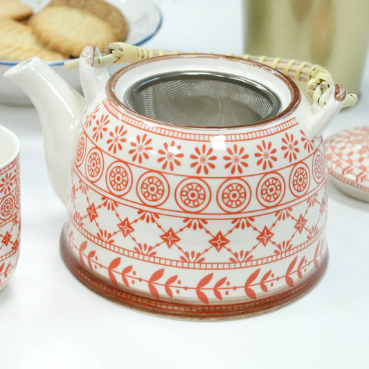 Amber Pattern Herbal Tea Set - Teapot & 6 Cups