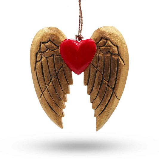 Gold Christmas Heart Angel Wing - Black Detailing