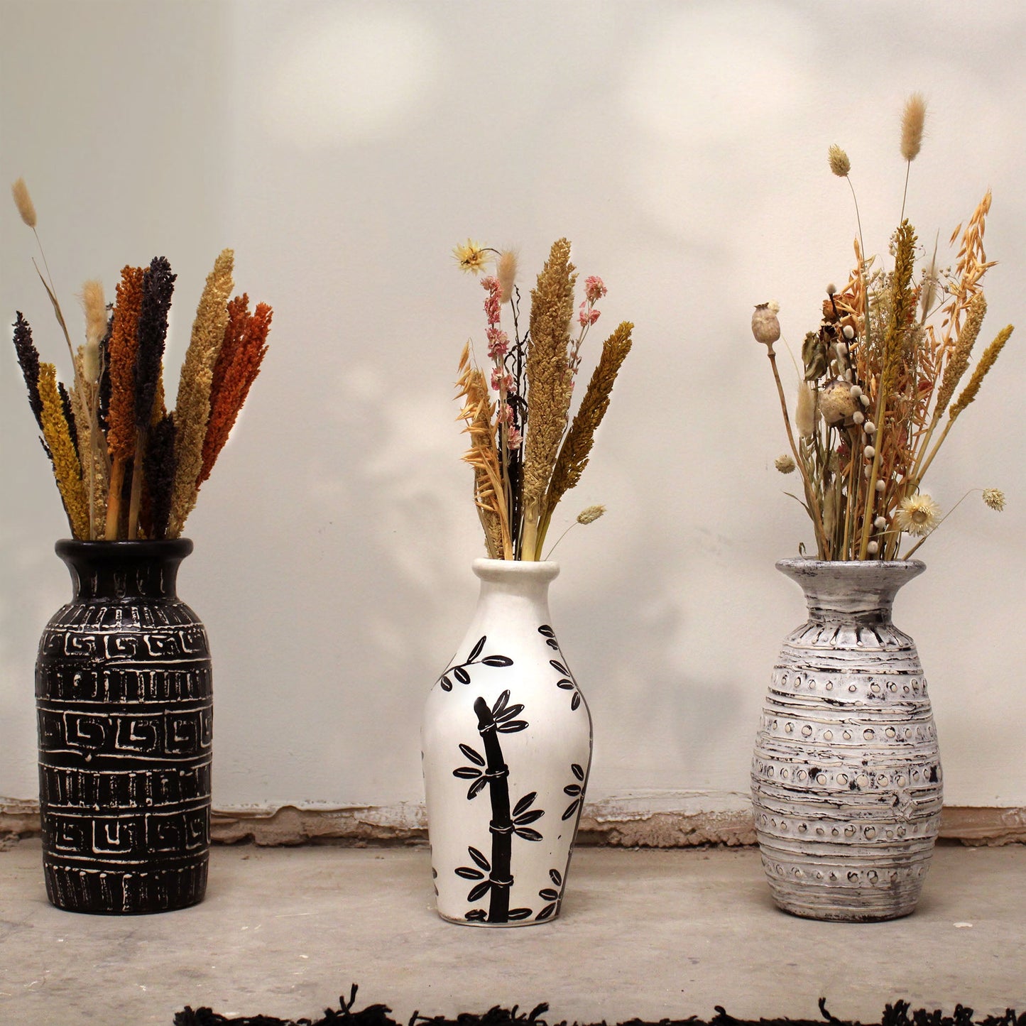 Bamboo Motif Shaped Vase - Natural