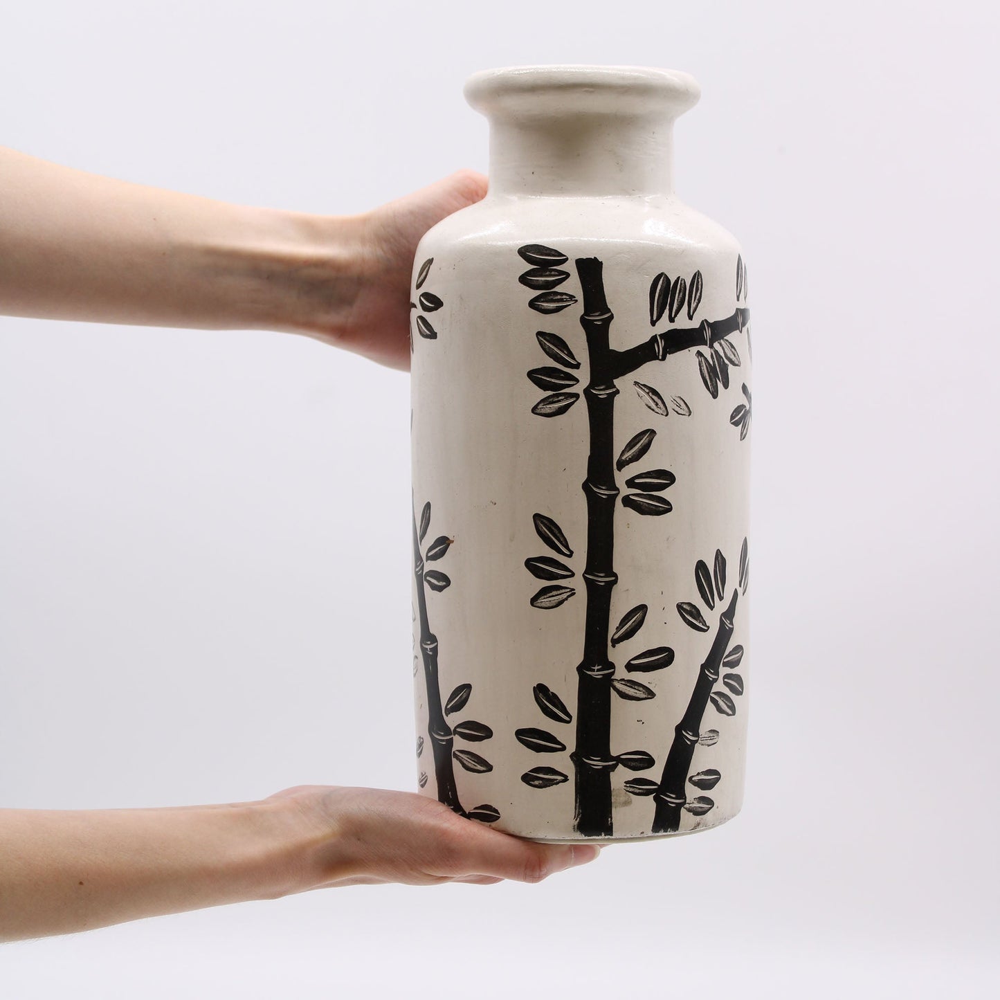 Bamboo Motif Straight Vase - Natural