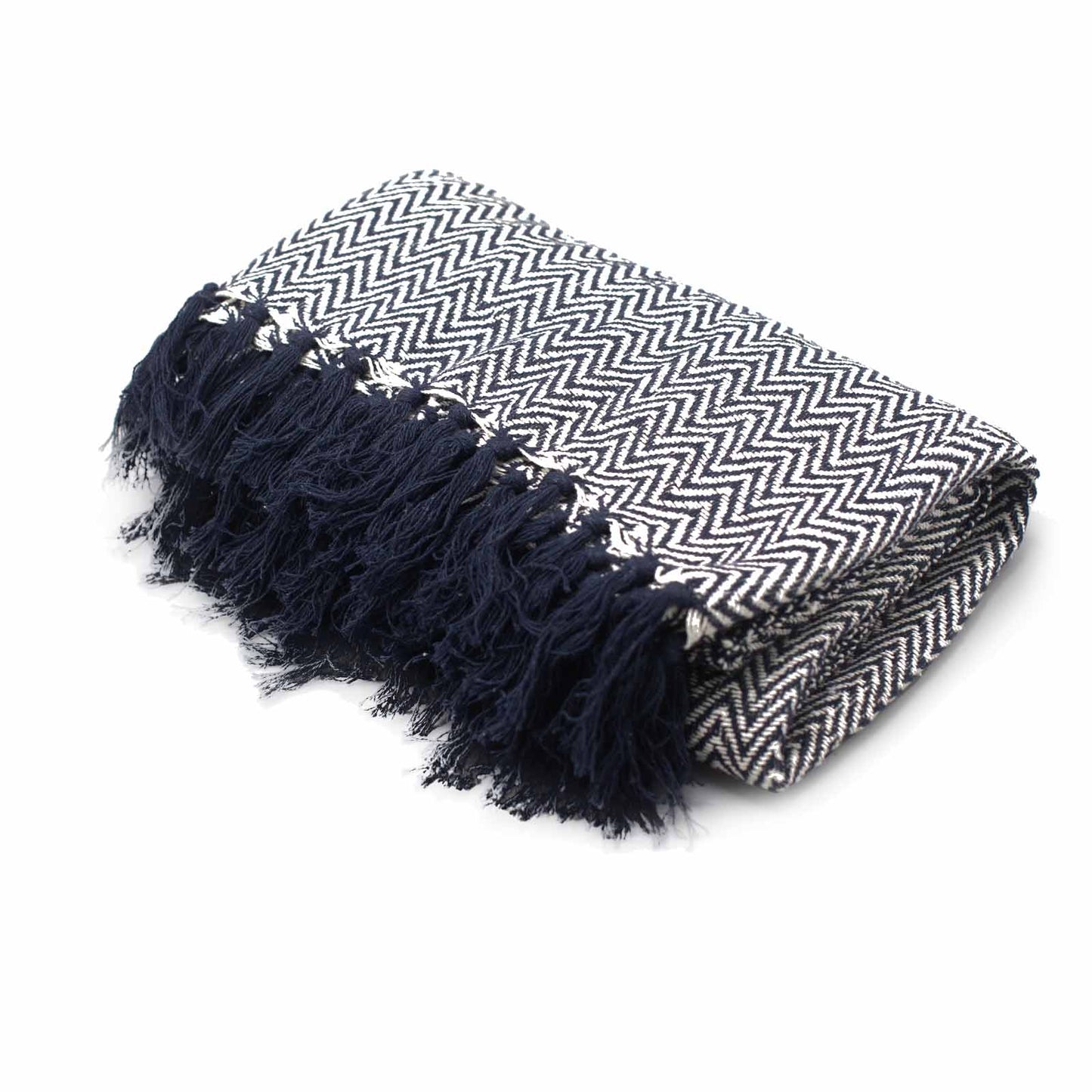 Navy Zigzag Boho Comfort Throw