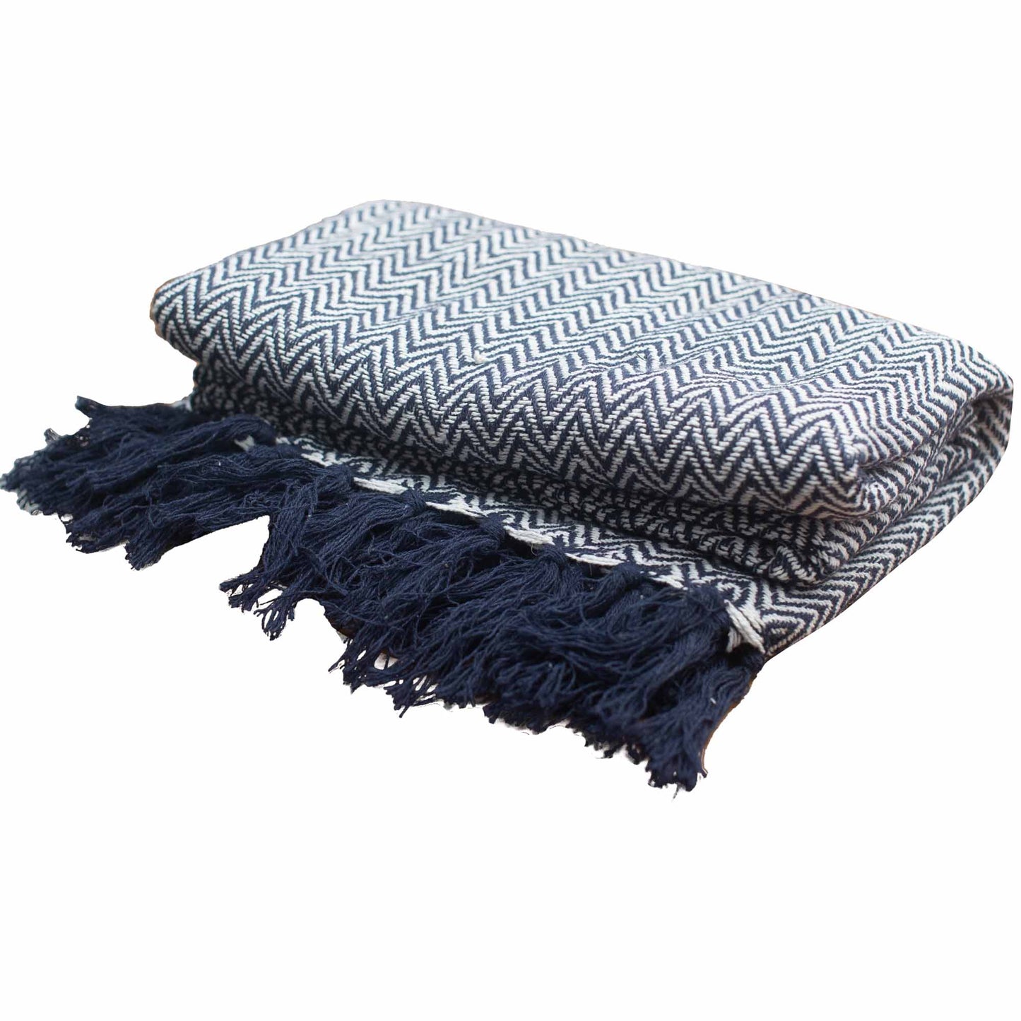 Navy Zigzag Boho Comfort Throw