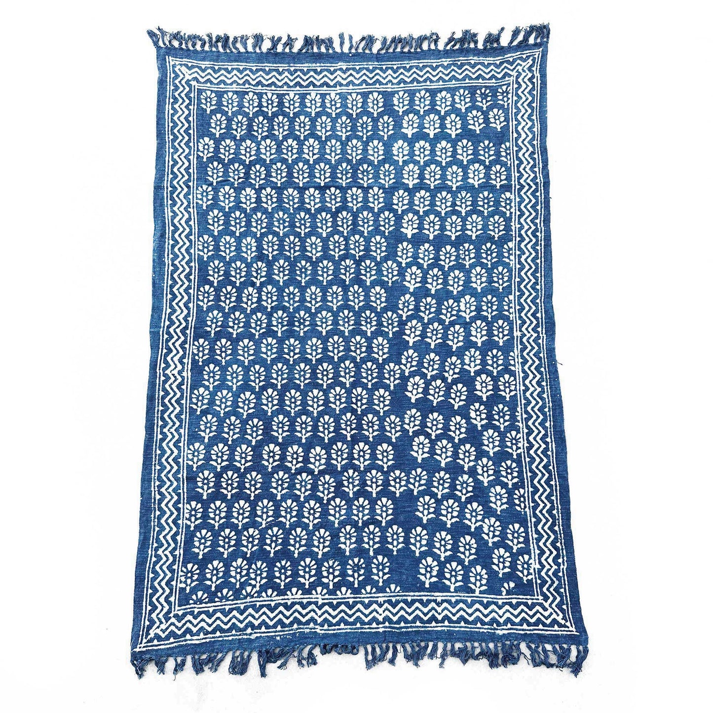 Handmade Indigo Throw - Chhota Flower