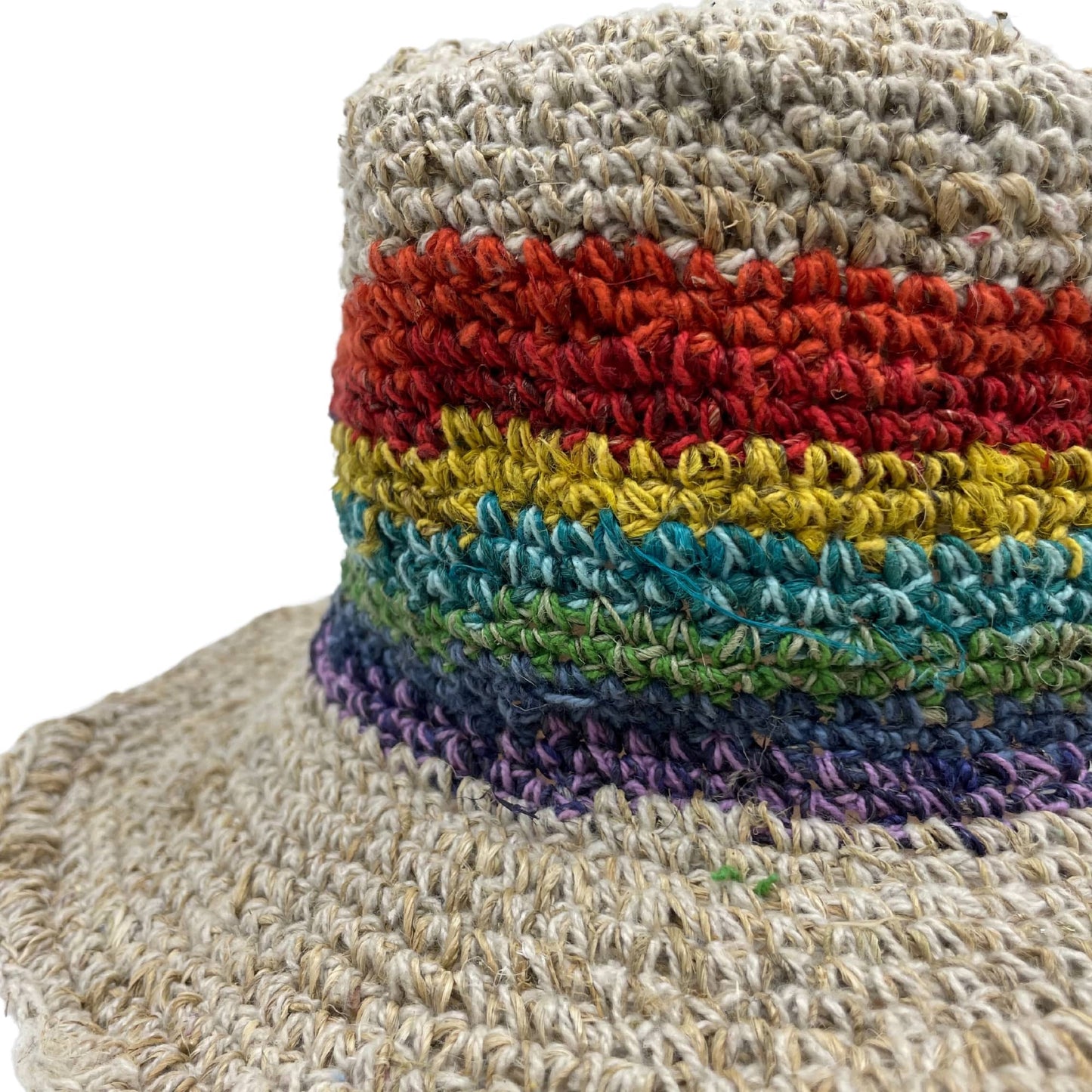 Rainbow Hand-Knited Hemp & Cotton Floppy Hat