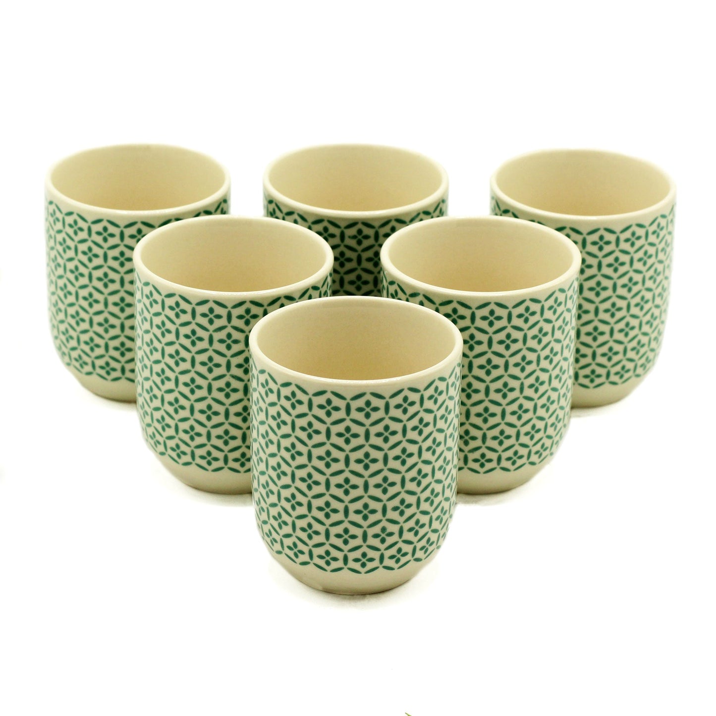 Set of 6 Herbal Tea Cups - Green Mosiac
