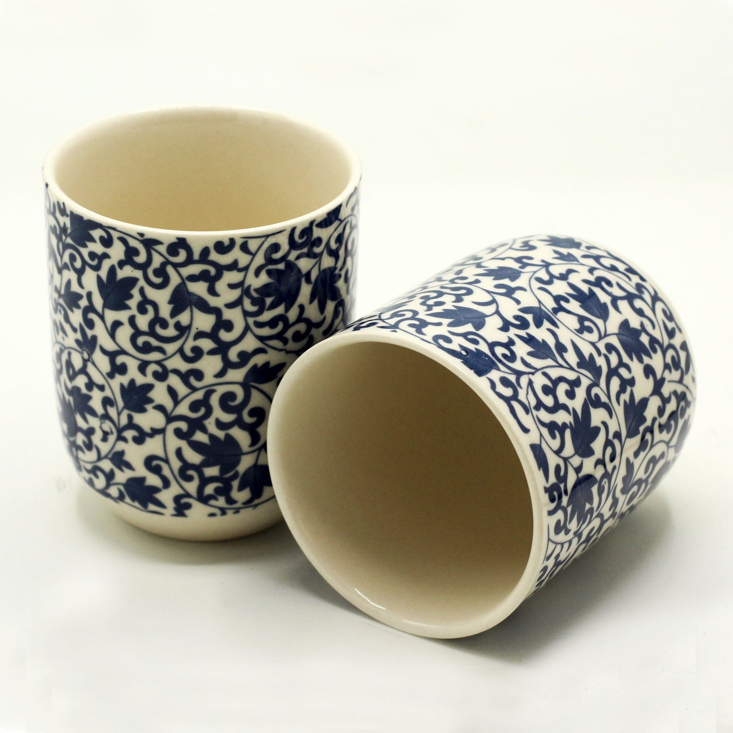 Set of 6 Herbal Tea Cups - Blue Pattern