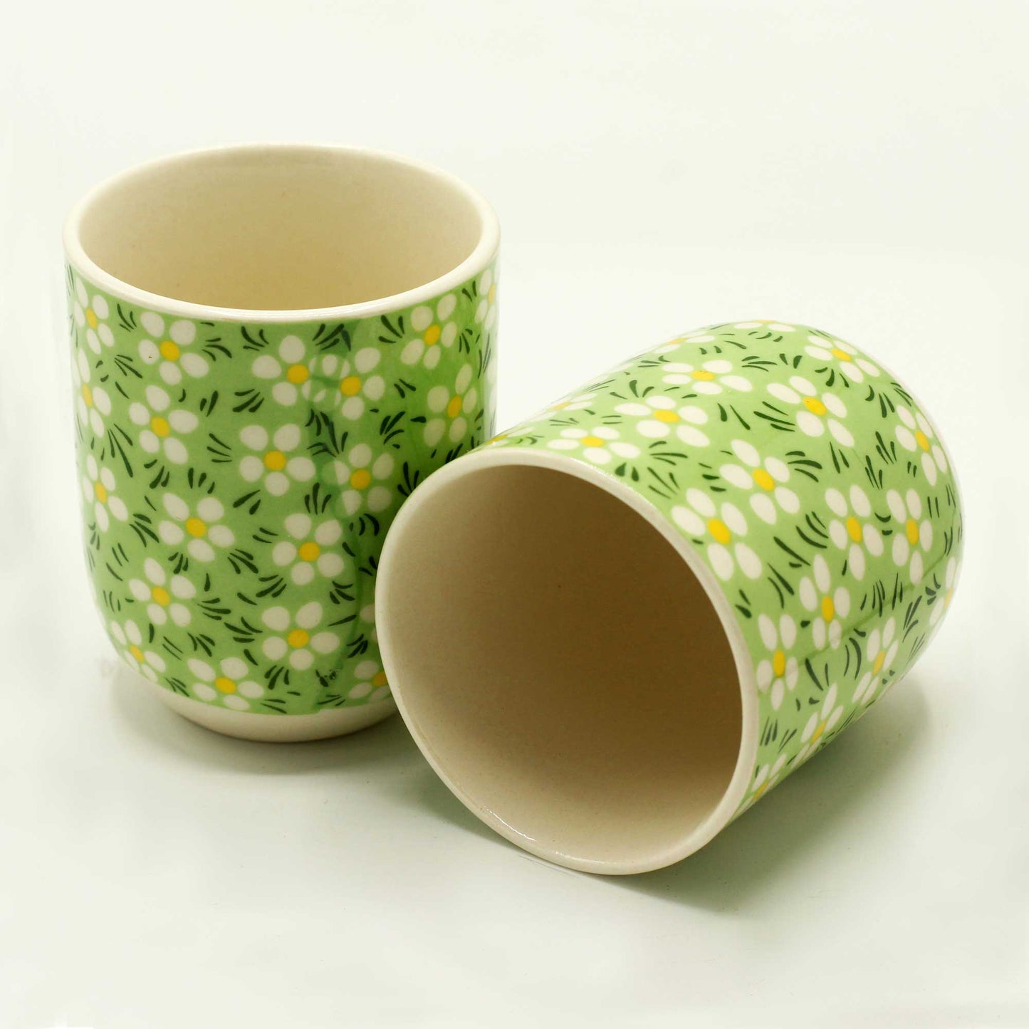 Set of 6 Herbal Tea Cups - Green Daisey