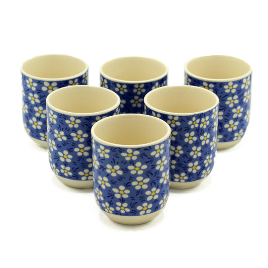 Set of 6 Herbal Tea Cups - Blue Daisey