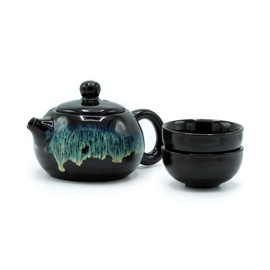 Black Glaze Herbal Teapot Set