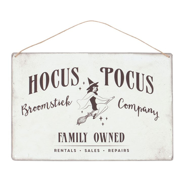 Hocus Pocus Broomstick Company Metal Hanging Sign