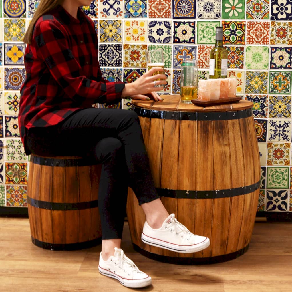 Beer Barrel Table in a Natural Finish