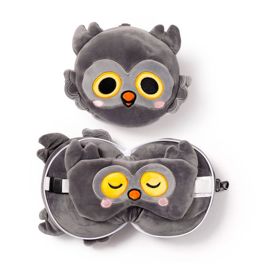 Adoramals - Winston the Owl Travel Pillow & Eye Mask
