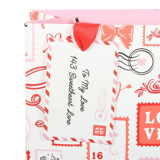 Valentine Postage Stamp Print Gift Bag