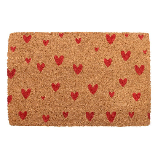 Natural Red Love Heart Doormat