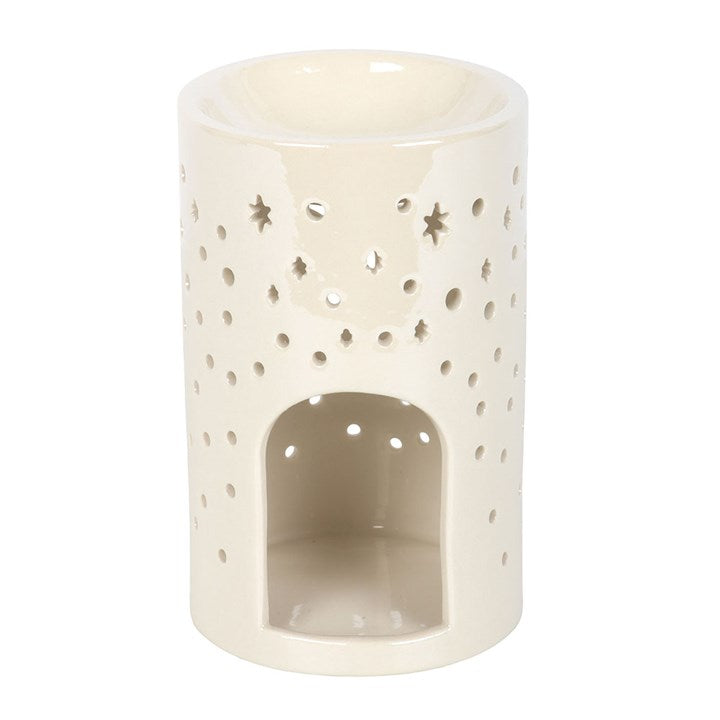 Iridescent White Moon Pillar Oil Burner and Wax Warmer