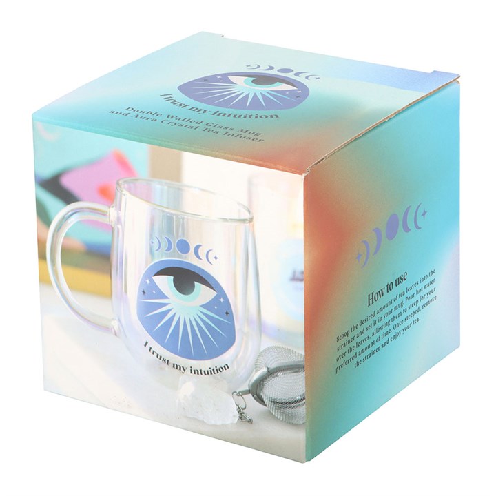 Intuition Double Walled Glass Mug with Aura Crystal Tea Infuser