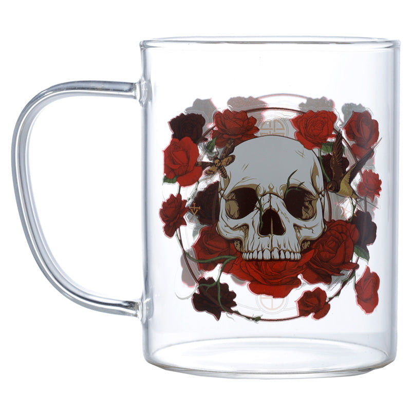 Skulls & Roses Glass Mug 350ml