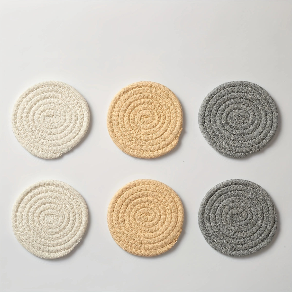 6 Handmade Woven Round Coasters