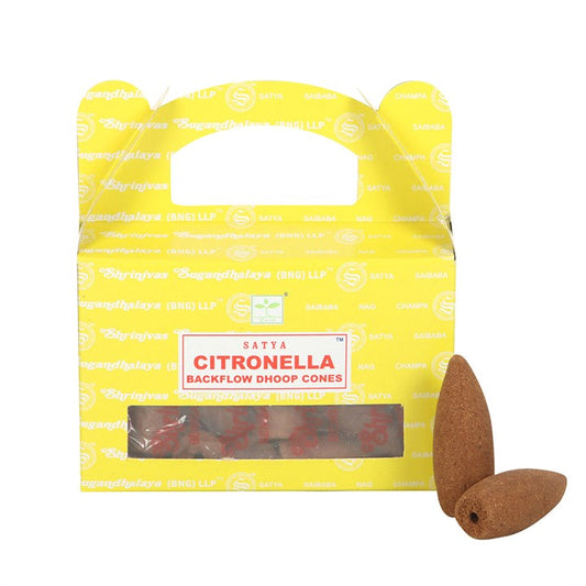 12 Packs of Citronella Backflow Dhoop Incense Cones by Satya