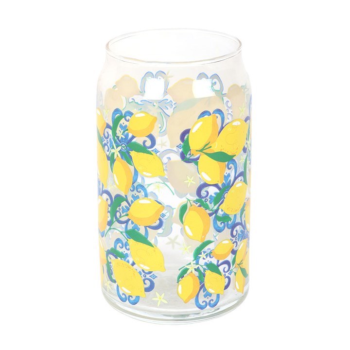 Lemon Print Can Glass