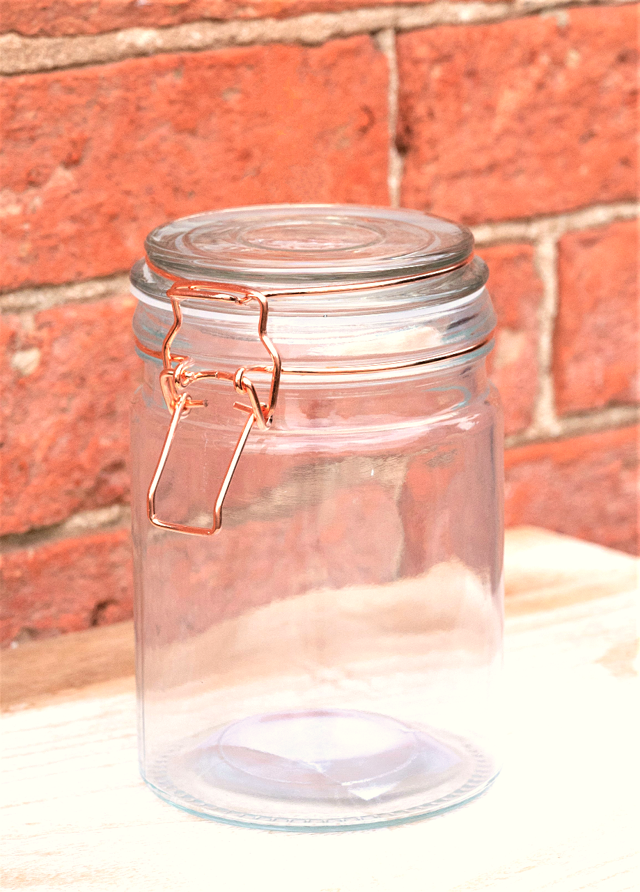 Storage Jar, Glass with Copper Wire Fastening