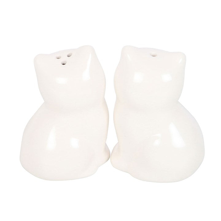 White Cat Shaped Salt and Pepper Shakers