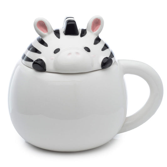 Adoramals - Zebra Peeping Lid Ceramic Lidded Animal Mug