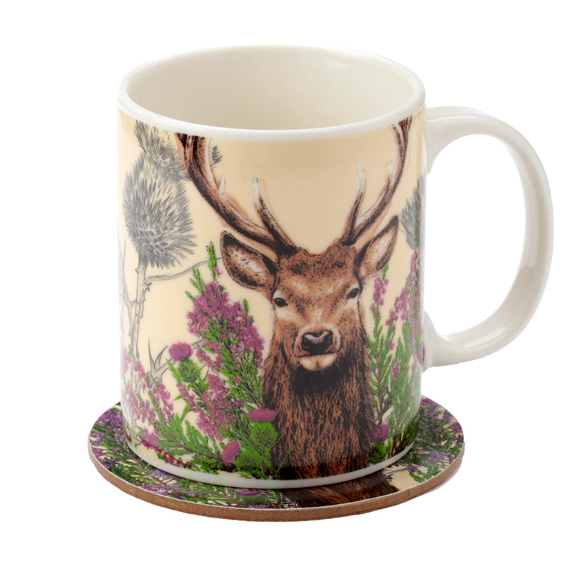 Wild Stag Porcelain Mug & Coaster Set