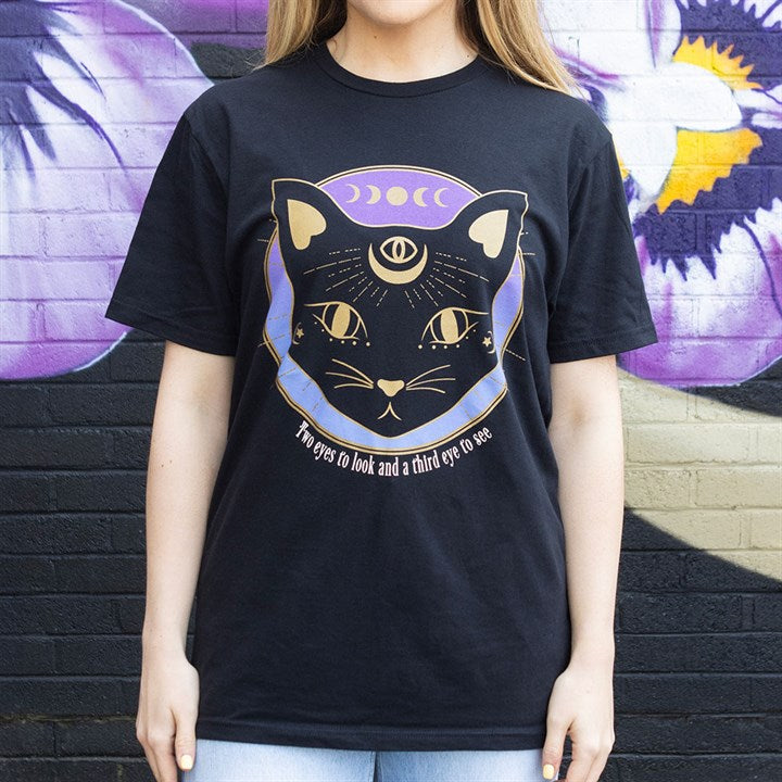 Mystic Mog Black Cat Unisex T-shirt Size L