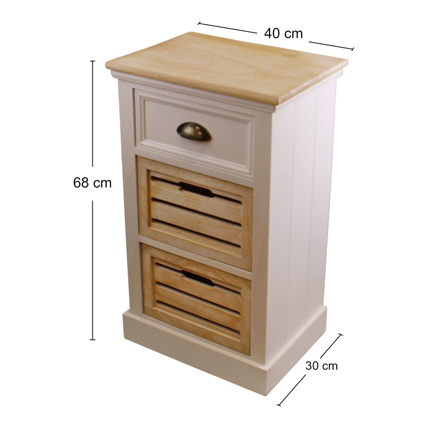 Contemporary Natural & White Chest Of Drawers, 3 Drawers