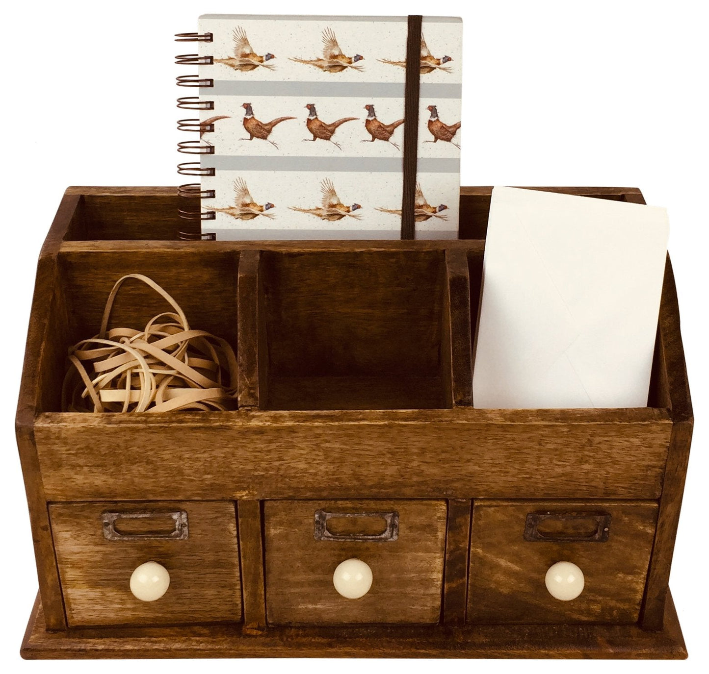 Rustic Desktop Organiser With Drawers 37cm