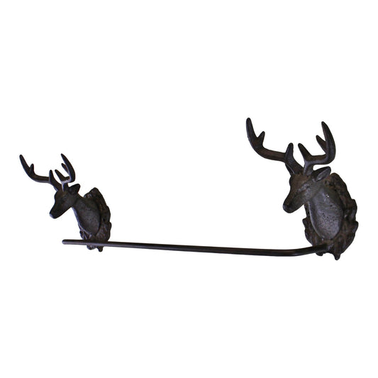 Cast Iron Rustic Towel Rail, Stag Head Design