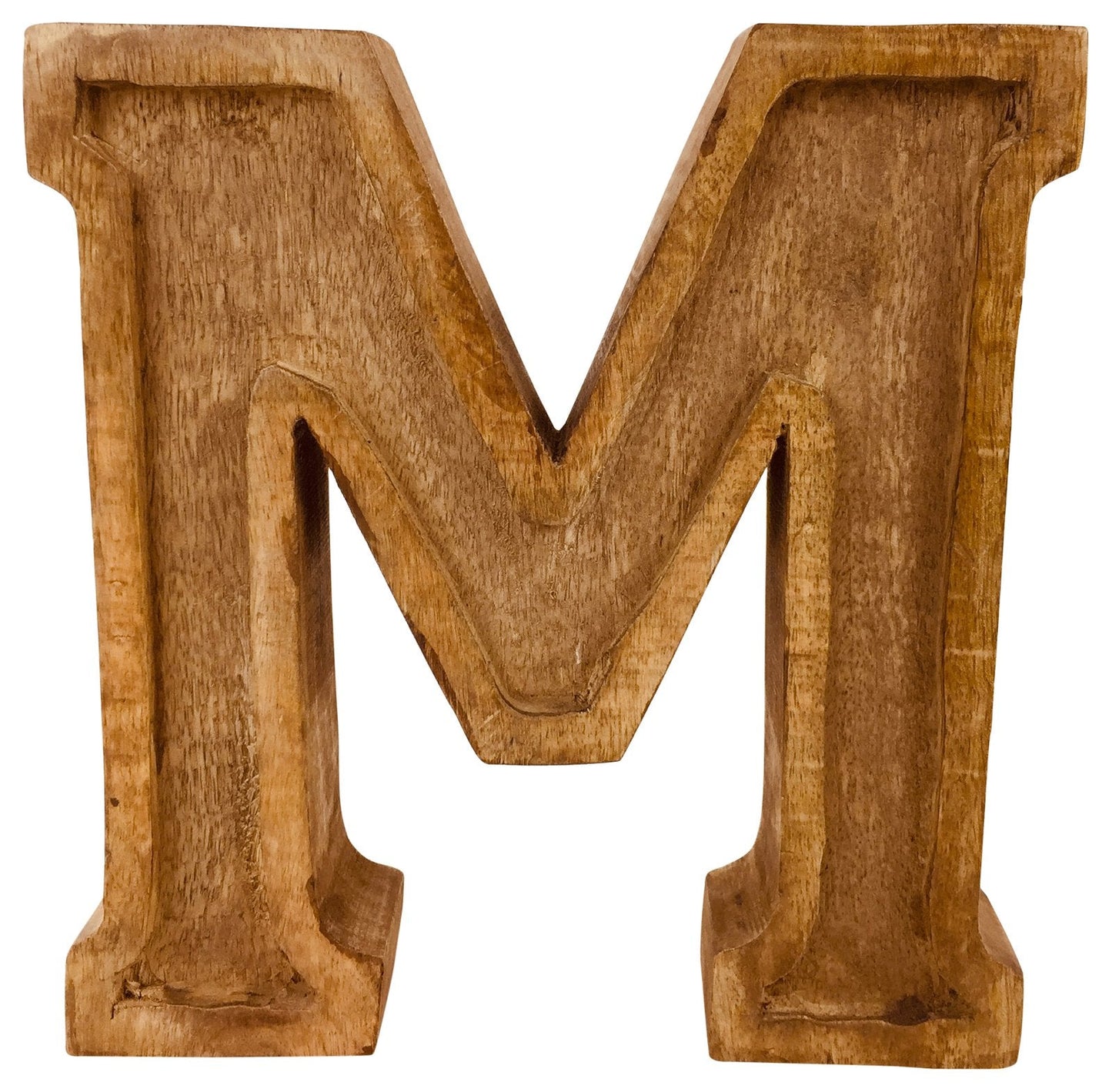 Hand Carved Wooden Embossed Letter M