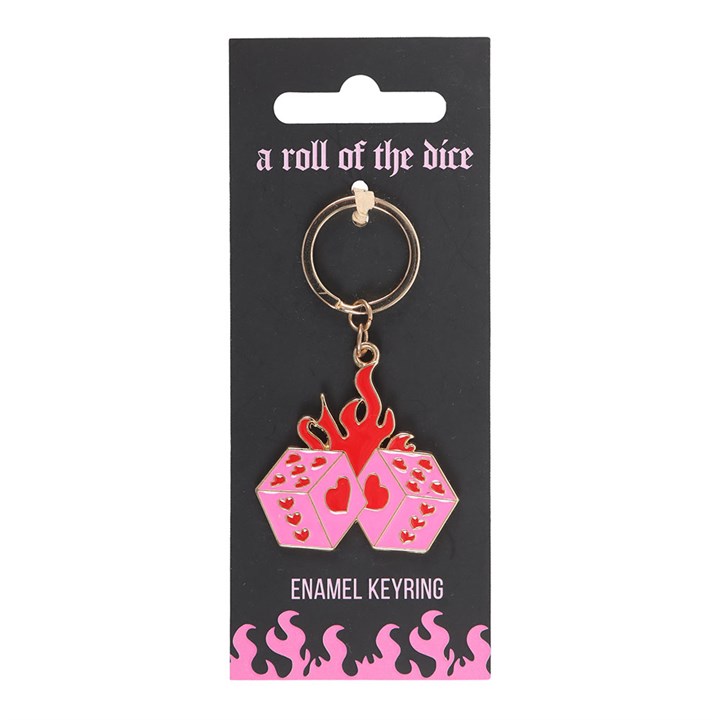 Flaming Dice Keyring