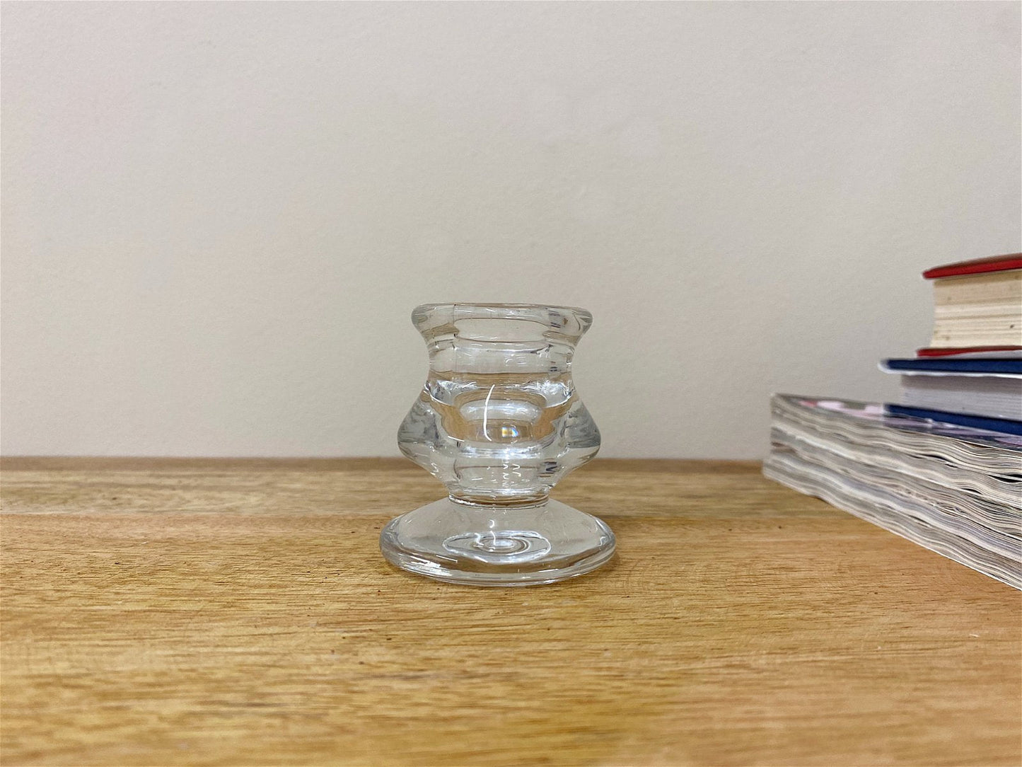 Clear Glass Candle Holder 6cm
