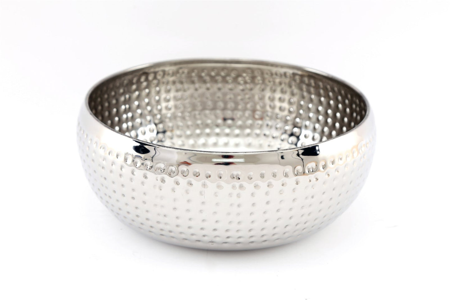 Silver Metal Bowl with Hammered Detail Small