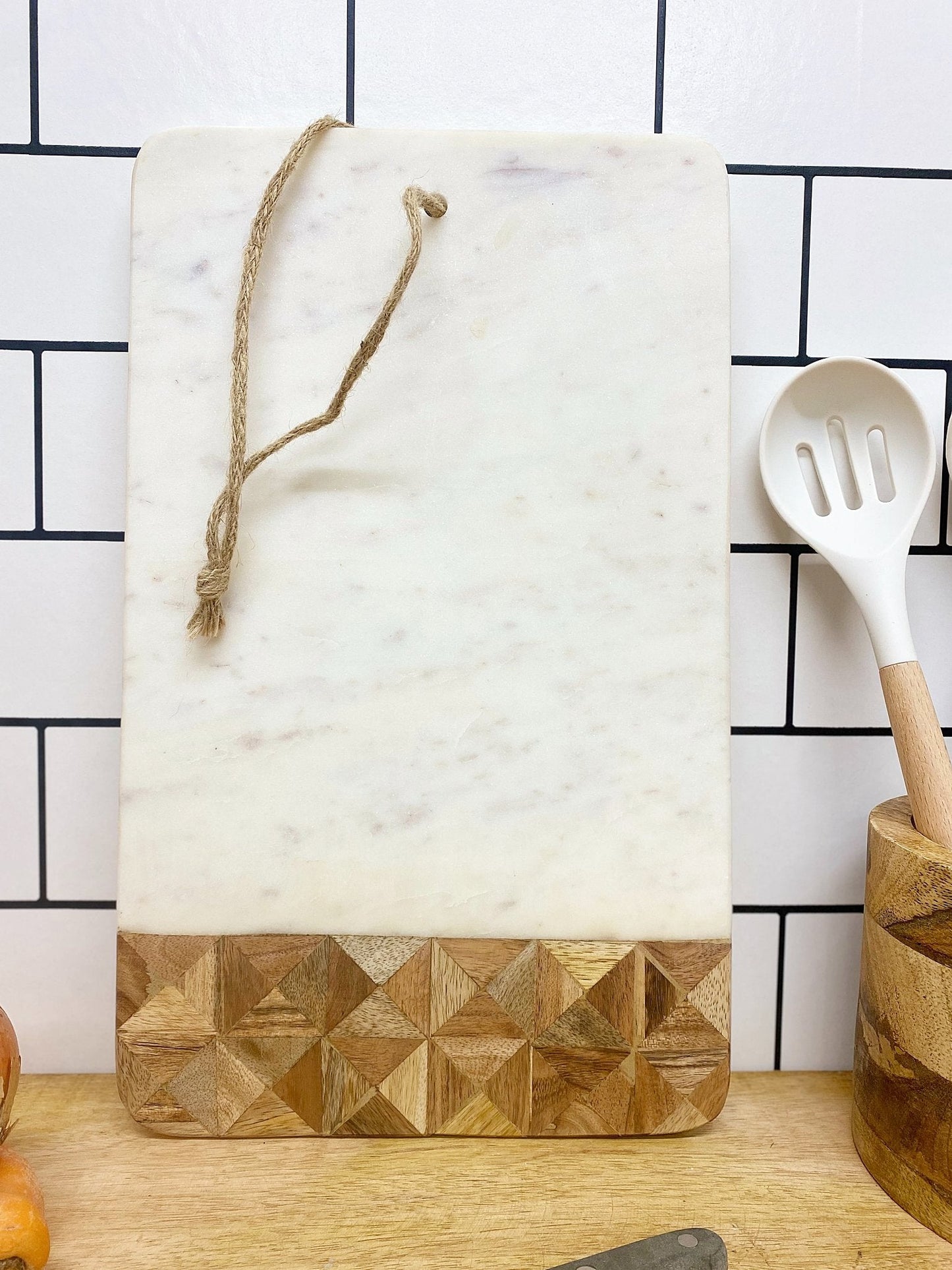 Marble and Wood Patterned Chopping Board
